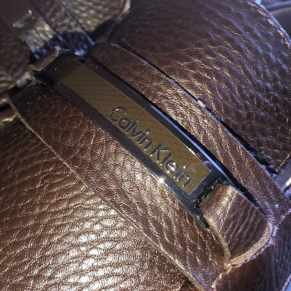 Calvin Klein Tumbled Leather Driver Loafers (Brown) - Picture 7 of 9